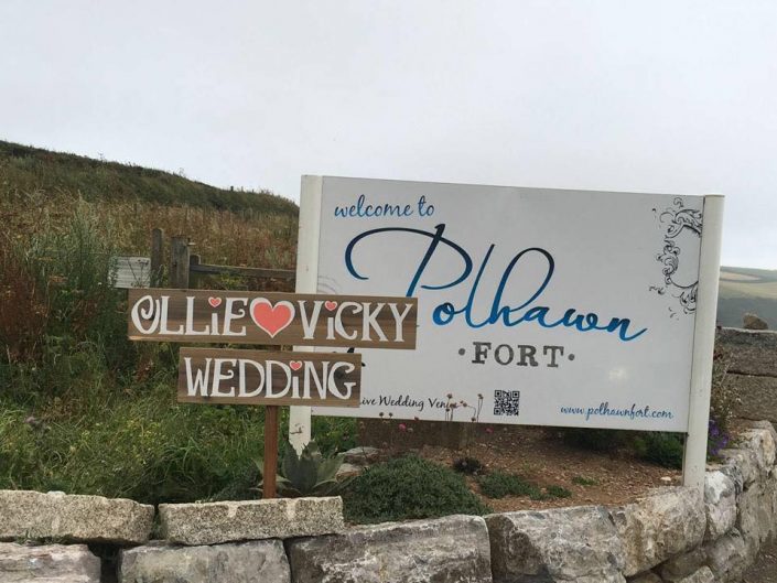 Wedding sign Polhawn Fort