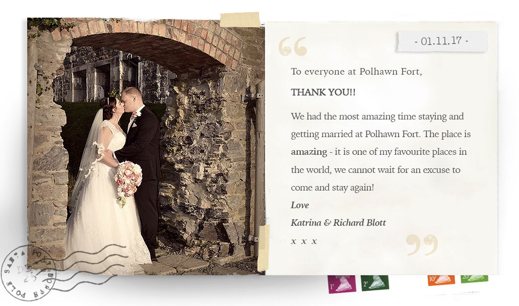 Testimonial feedback wedding polhawn fort cornwall